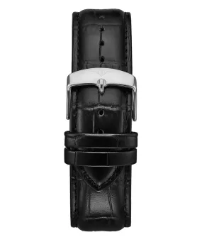 Alligator Embossed Black Leather 24mm Strap