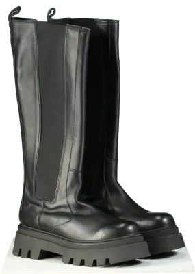 ALOHAS Black Leather Chunky Knee High Boots UK 7 EU 40