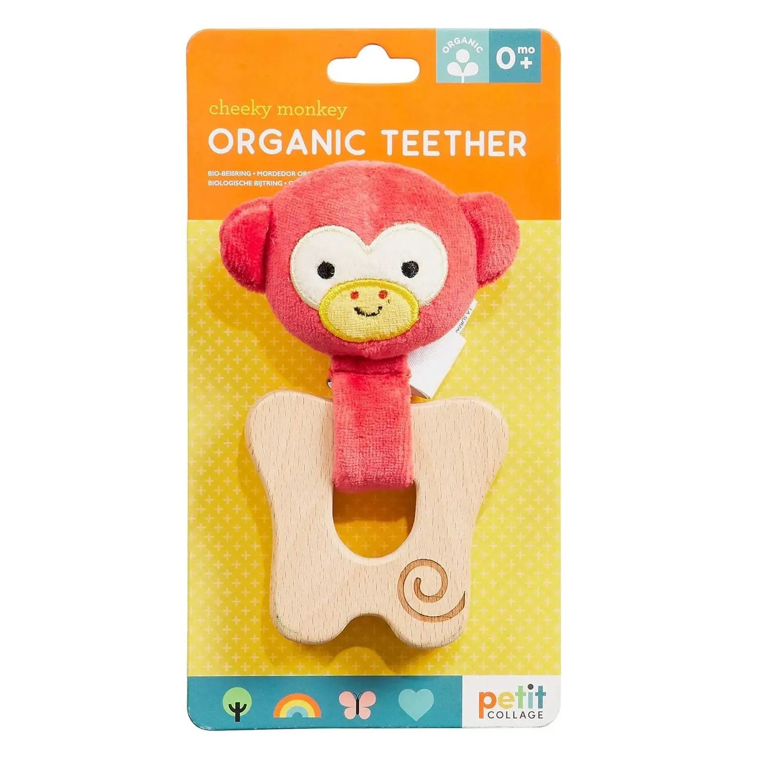 Baby Organic Teether Animal Wooden Body Cotton Fabric Head