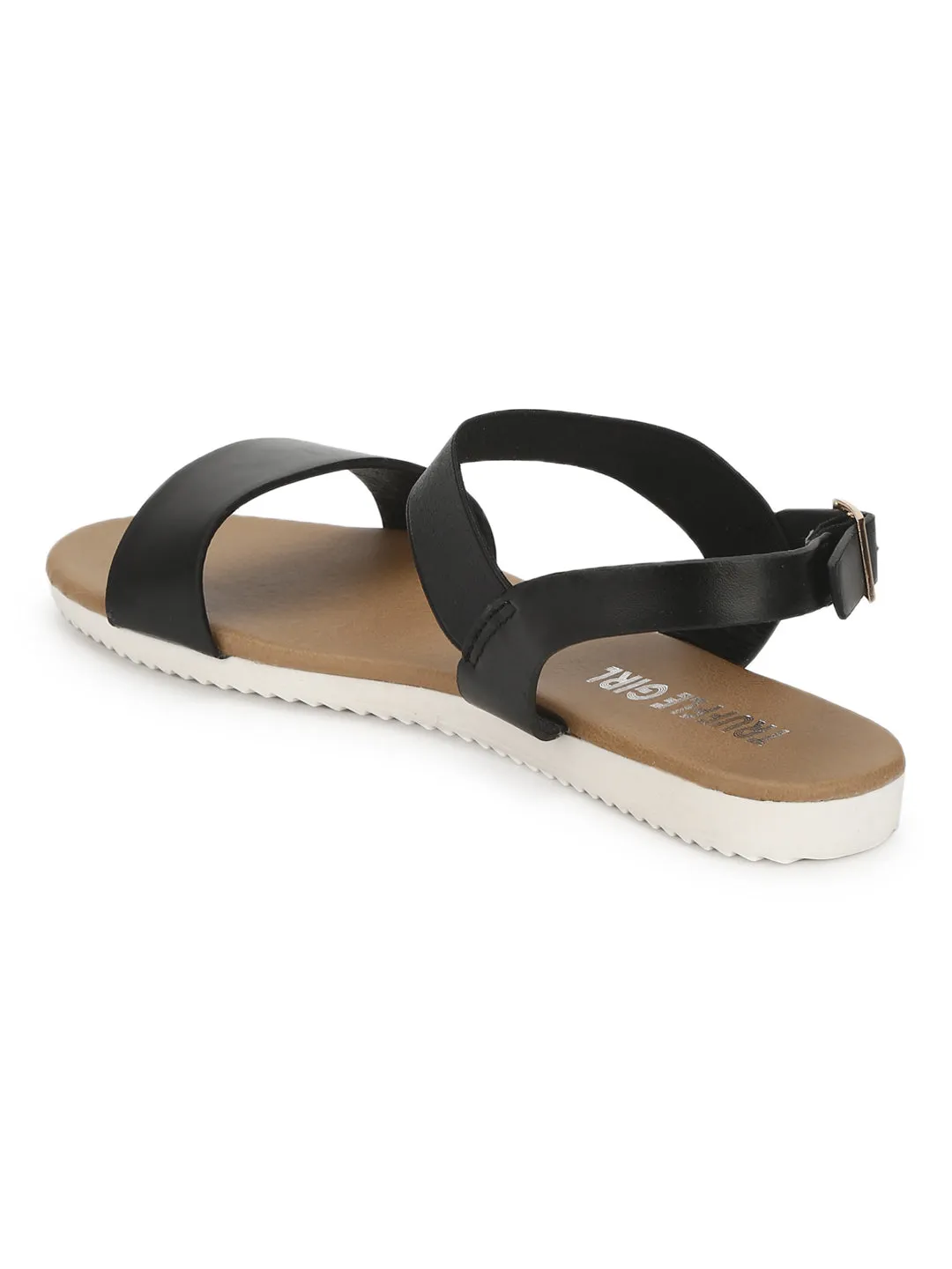 Black Ankle Strap Slip-on Sandals