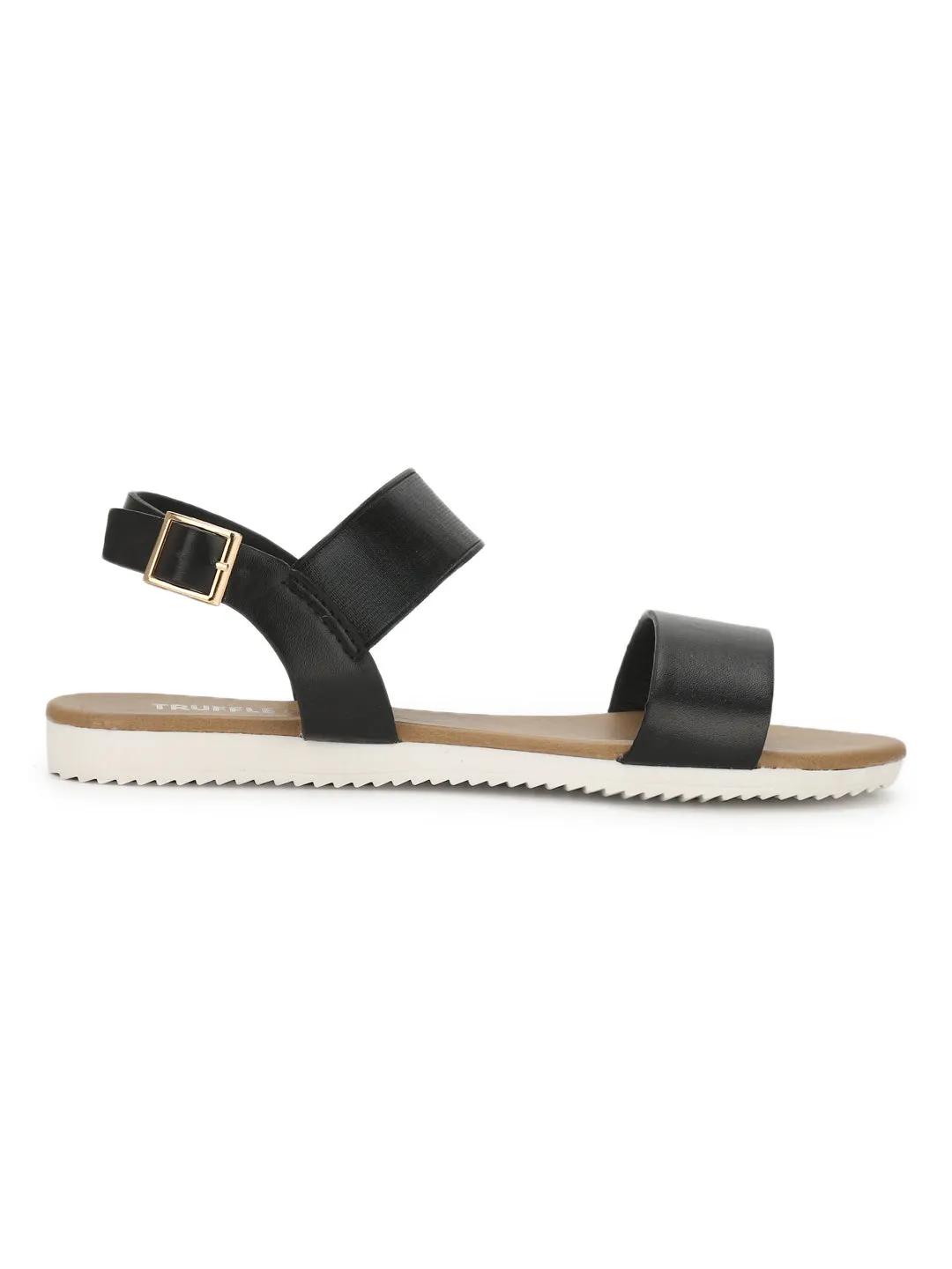 Black Ankle Strap Slip-on Sandals