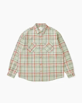 Brushed Plaid Shirt Pale Green