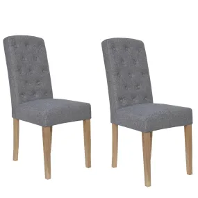 Button Back Light Grey Dining Chair Set of 2