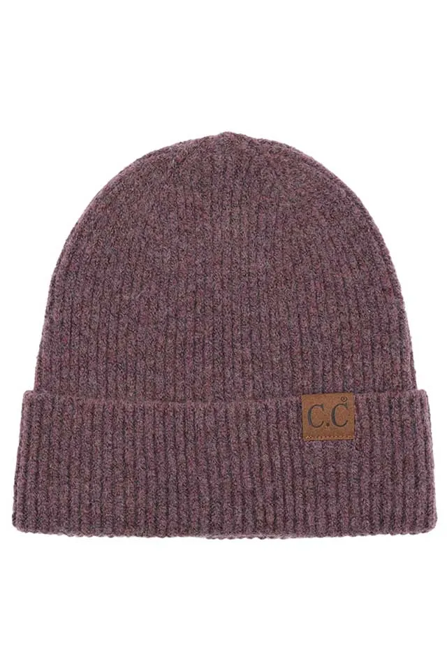 C.C Soft Recycled Fine Yarn Cuff Beanie Hats