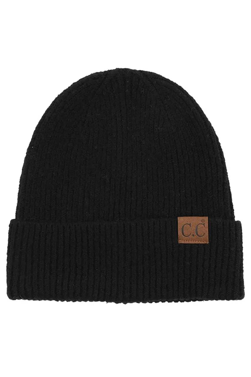 C.C Soft Recycled Fine Yarn Cuff Beanie Hats