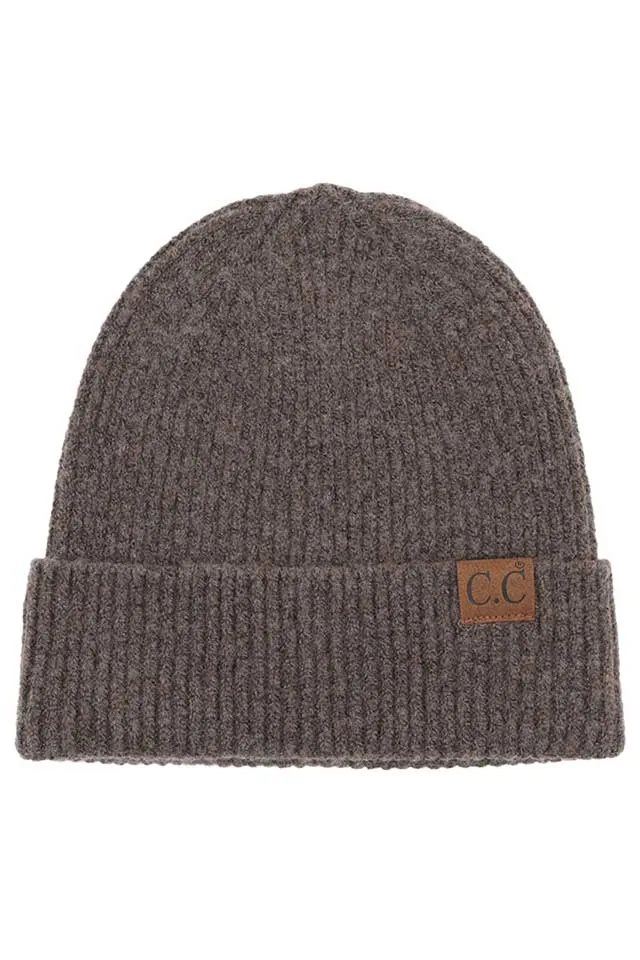 C.C Soft Recycled Fine Yarn Cuff Beanie Hats