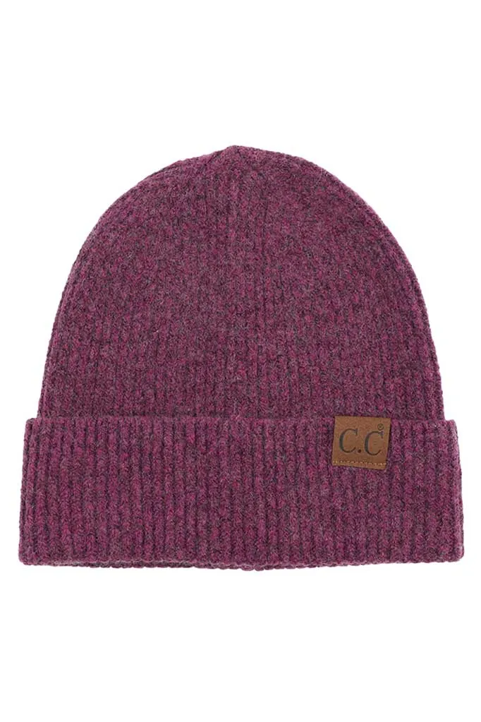 C.C Soft Recycled Fine Yarn Cuff Beanie Hats