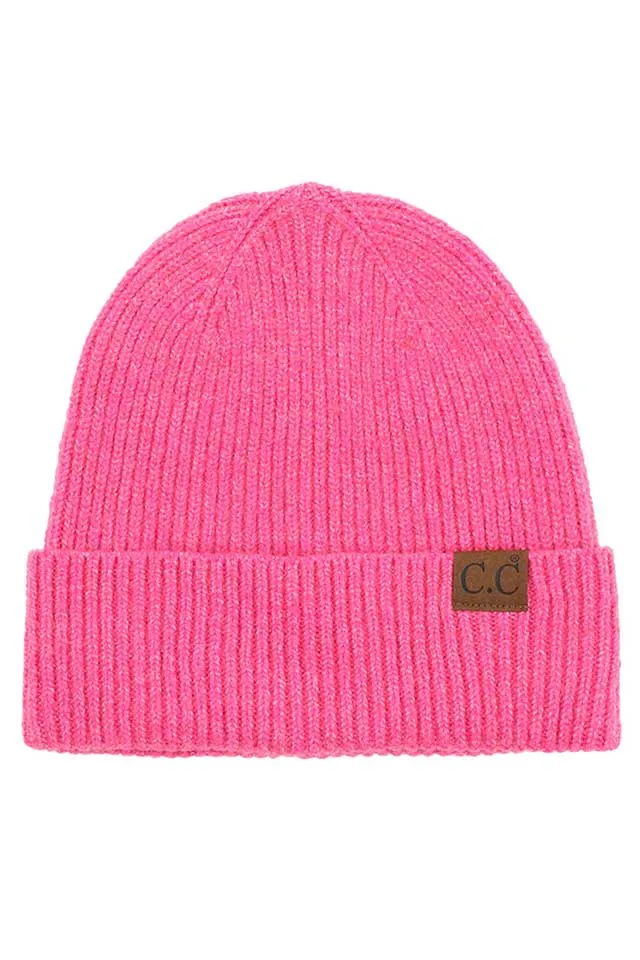 C.C Soft Recycled Fine Yarn Cuff Beanie Hats