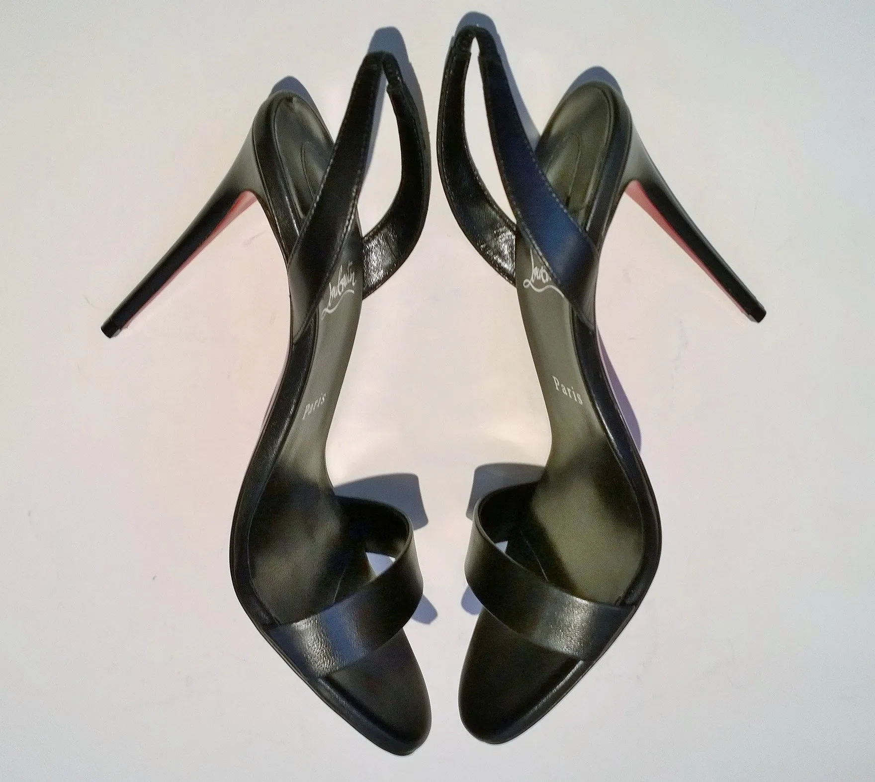 Christian Louboutin O Marylin 100 Black Leather Slingback Sandals New in Box Heels