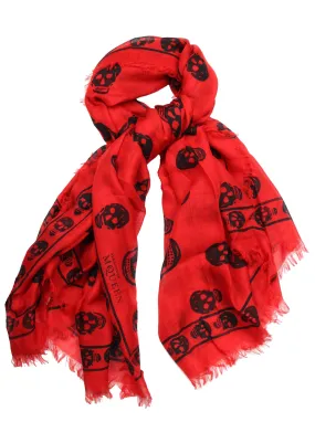 Classic Skull Scarf Pashmina, Lacquer Red/Black