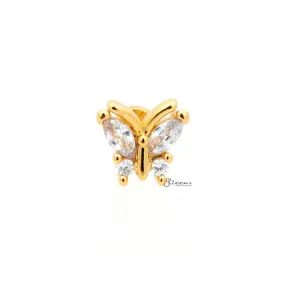 CZ Butterfly Top Flat Back Stud - Gold