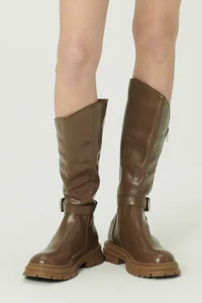 Fabie Belted Calf Boots w/Side Zip