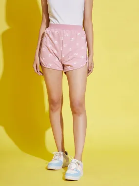 Girls Mauve Eye Print Terry Shorts