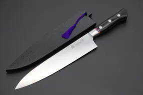 Hattori 傘 SAN-GECKO Limited Edition GECKO-18E Gyuto 210mm (8.2 Inch, Linen Micarta / Royal Purple Hybrid-Resin Handle)