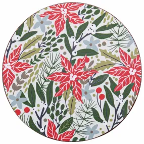 Holiday Poinsettia Round Art Coasters - Set of 4