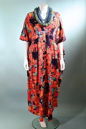 SOLD Vintage 60s Abstract Modernist Caftan/Loungewear/Maxi Dress OS