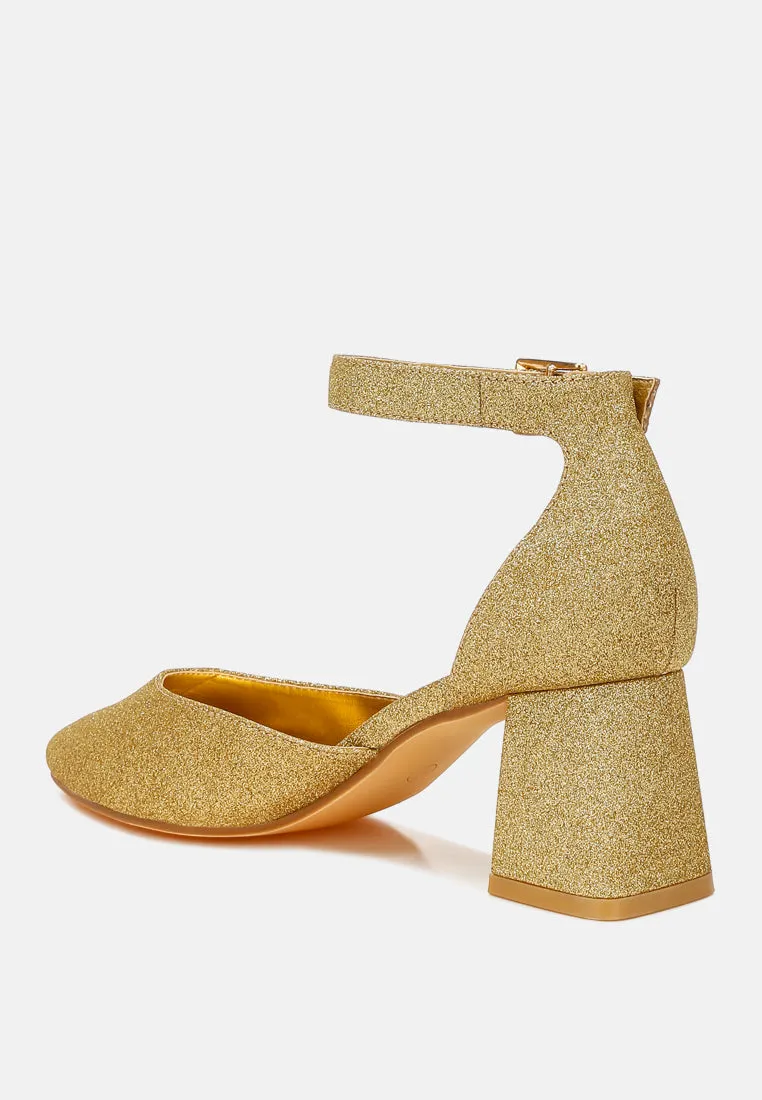 Taznia Glitter Block Heel Sandals